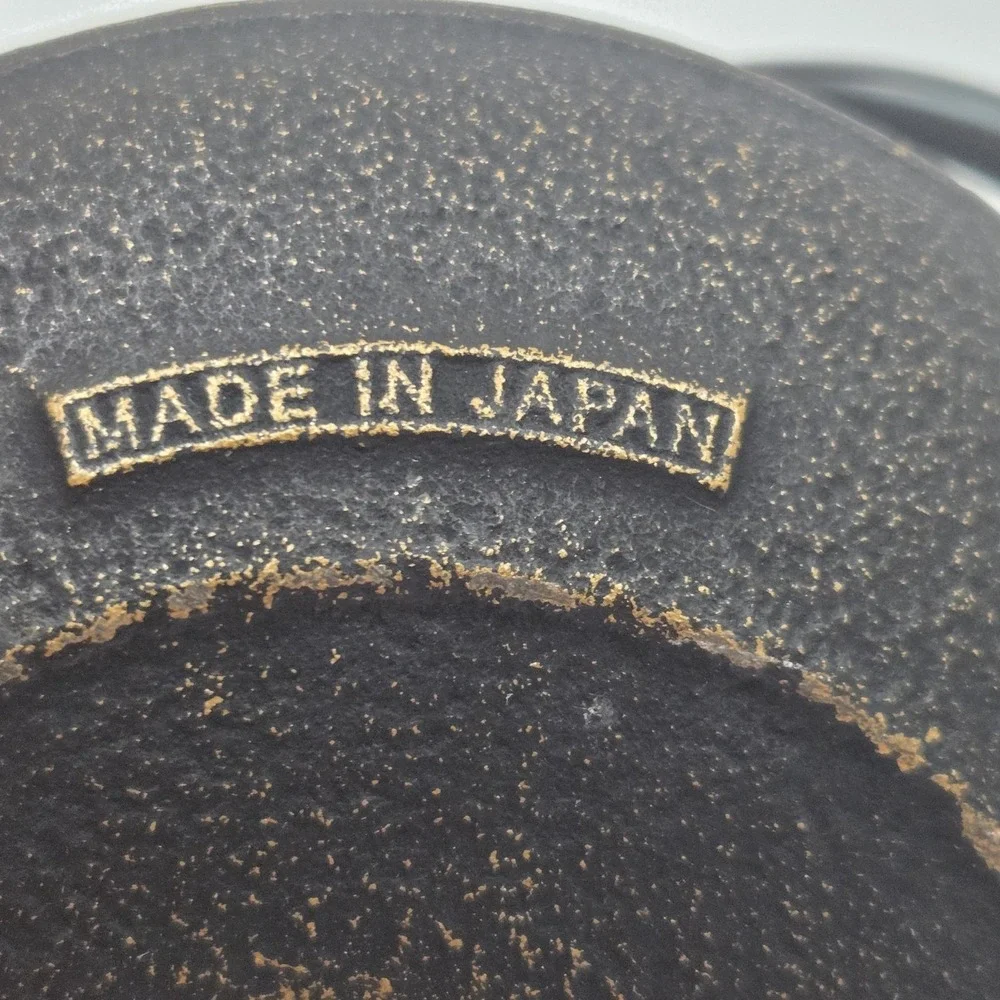 Vintage Iwachu Japan Cast Iron Tea Pot Kettle Gold Sakura with Ocean Wave Trivet